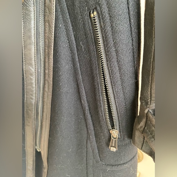 Andrew Marc Black Size 6 Wool & Leather Coat - Picture 9 of 15